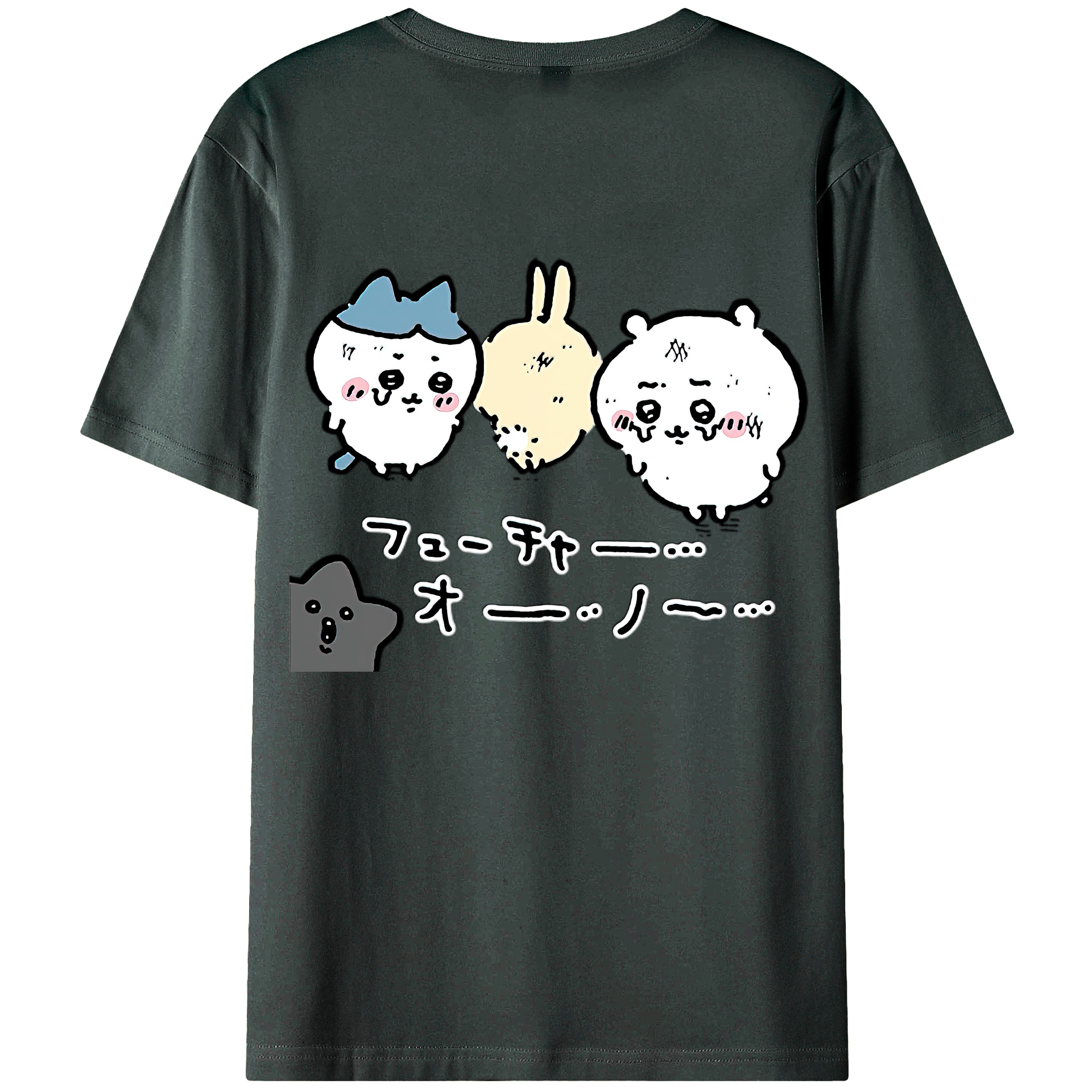 （画像用） ちいかわ ハチワレ Chii-kawa hachiware 綿100％ メンズ半袖Tシャツ（バックプリント） 通気性